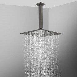 10 inch Super-slim Square Gunmetal Grey Rainfall Shower Head w 200mm Ceiling Mounted Shower Arm 10 inch Super-slim Square Gunmetal Grey Rainfall Shower Head w 200mm Ceiling Mounted Shower Arm